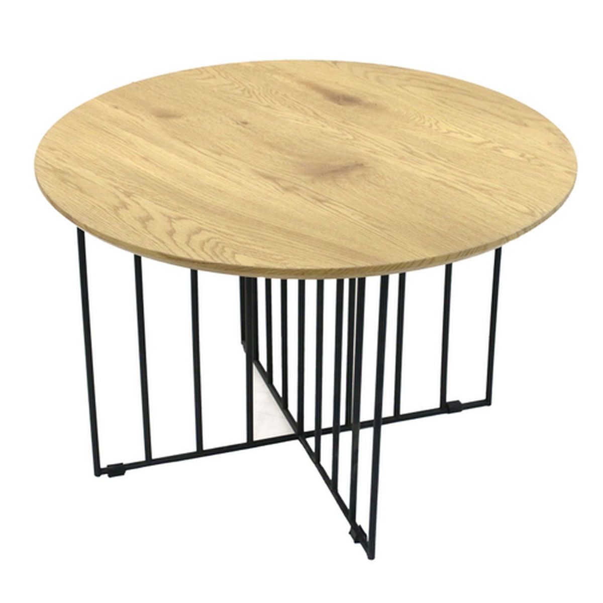 The Home Deco Factory Table basse industrielle bois et métal Maverick - Diam. 70 x H. 45 cm - Noir