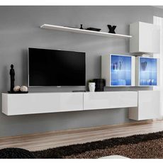 Meuble TV Mural Design  Switch XIX  310cm Blanc