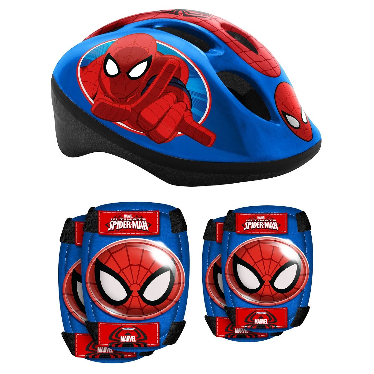 Pack Casque + Coudières + Genouillères SPIDERMAN