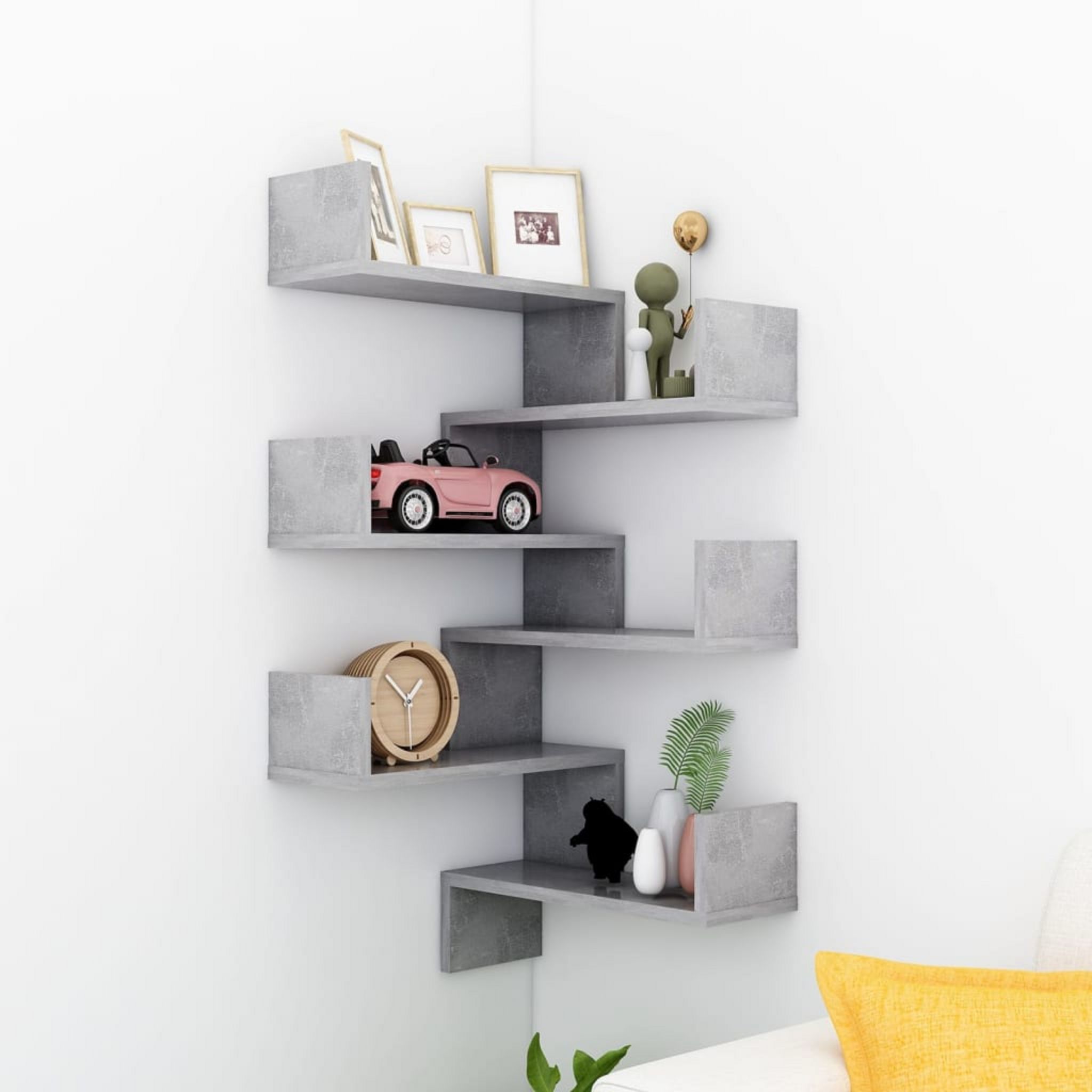 VIDAXL Etagere murale d'angle 2 pcs Gris beton 40x40x50 cm