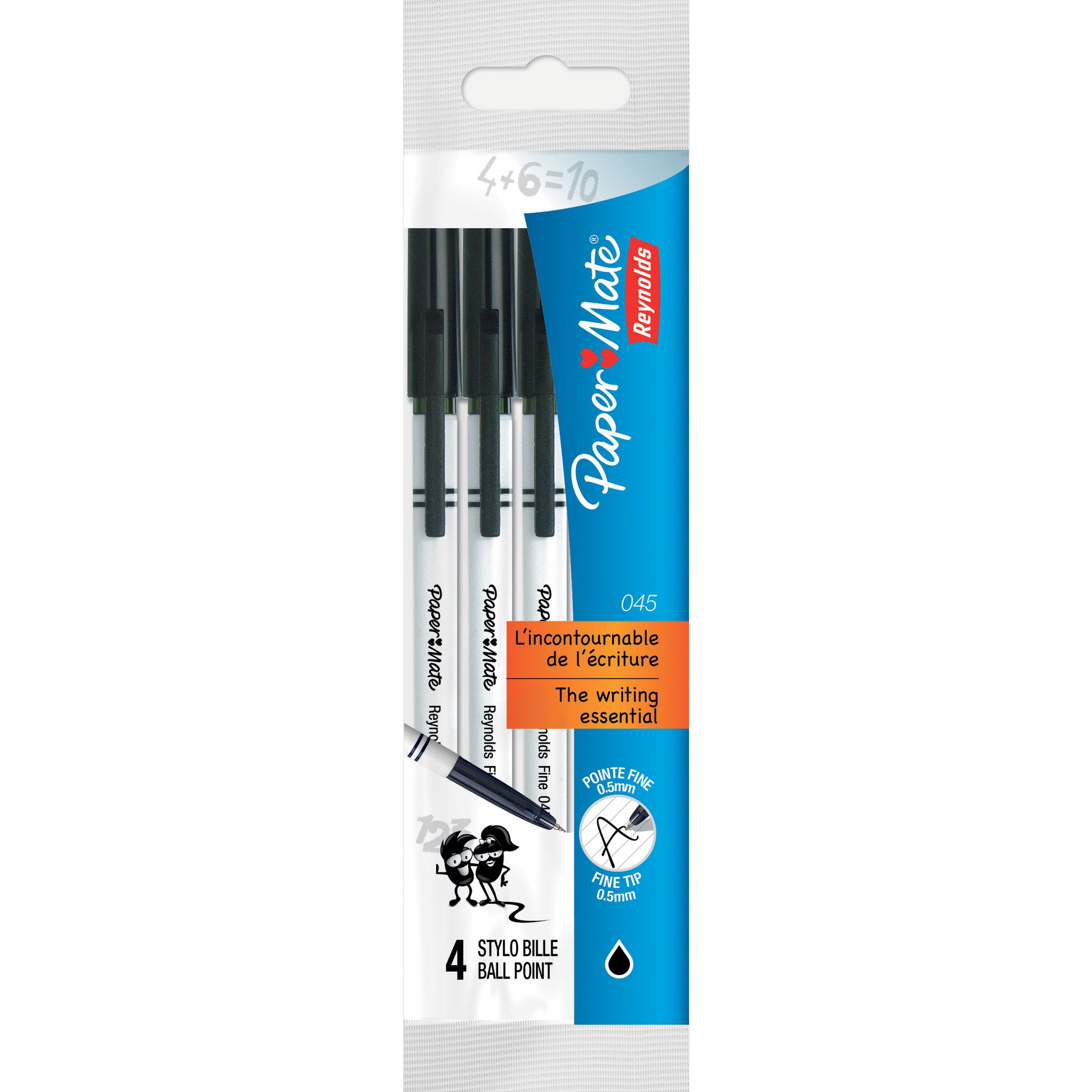 Reynolds 045 Balle Stylo Ensemble De 3 Stylo 1 Bleu, 1 Noir & 1 Rouge