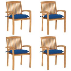 Chaises de jardin empilables avec coussins 4 pcs Teck solide