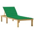 Chaise longue avec coussin vert Bois de pin impregne