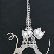 Lot de 3  torchons PARIS BY CAT - 50x70 cm (Noir)