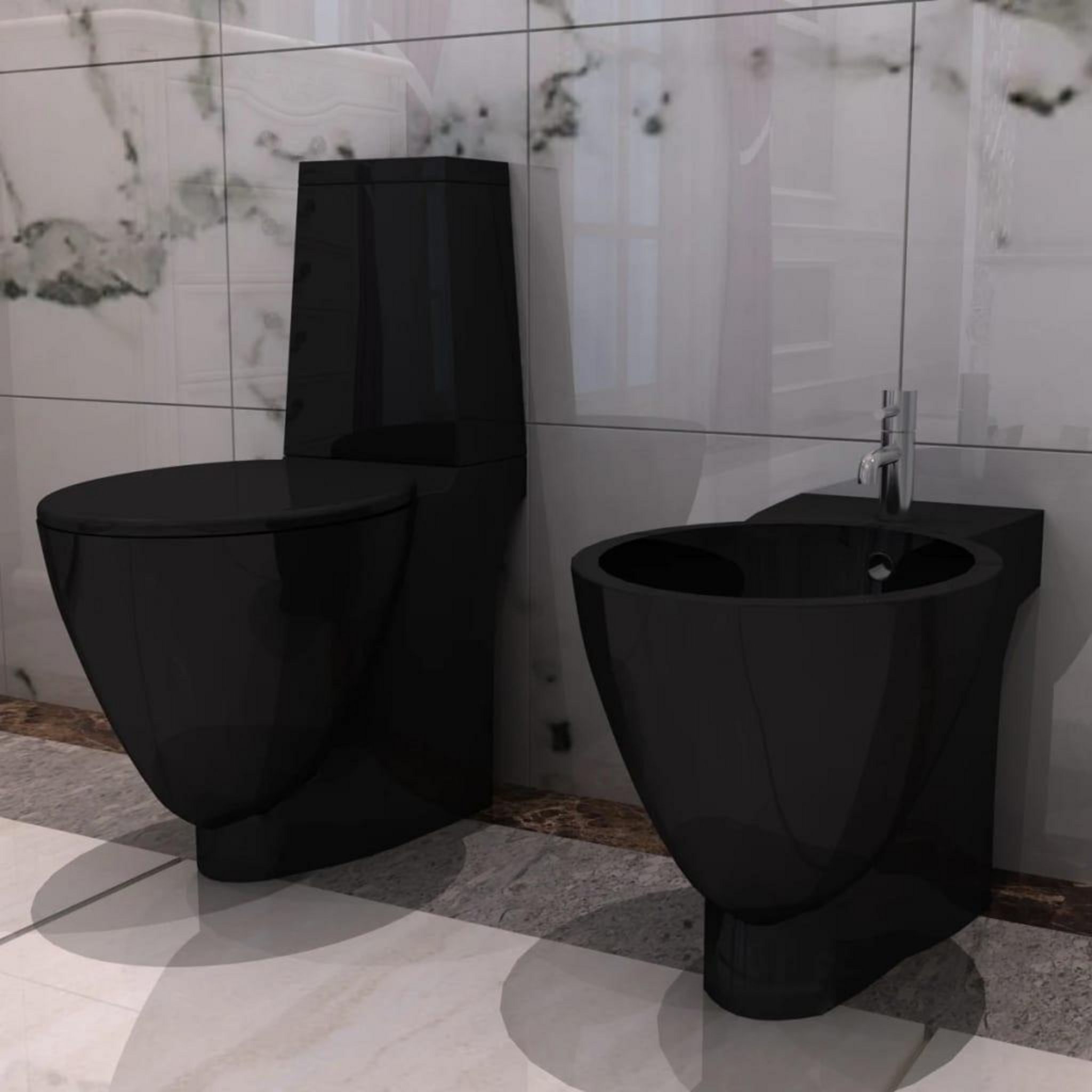 vidaXL Toilette murale sans bord à fonction de bidet Céramique
