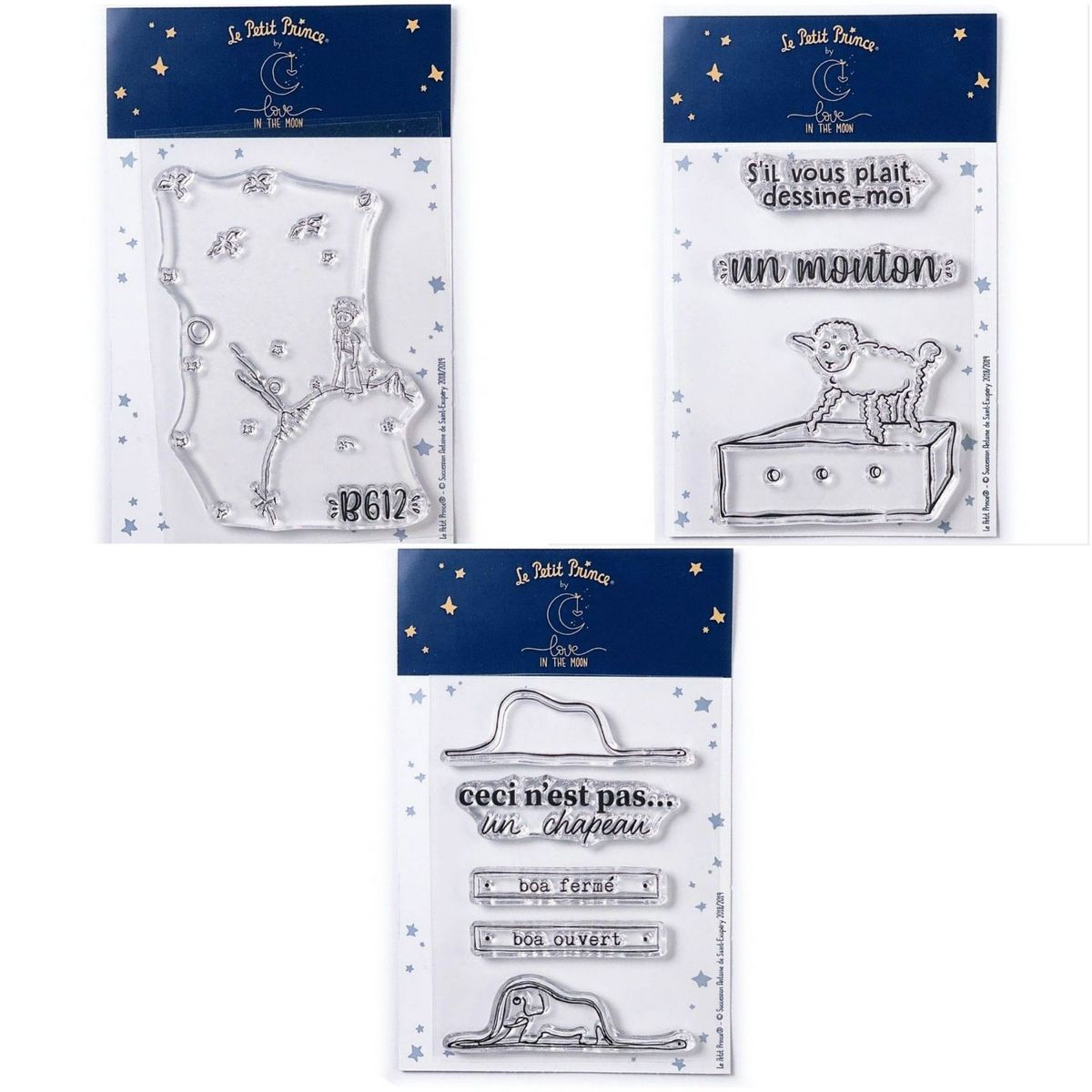 Youdoit 9 Tampons transparents Le Petit Prince et Astéroïd + Mouton + Boa Eléphant