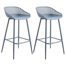 Lot de 2 tabourets de bar IREK chaise haute pour cuisine ou comptoir au  design retro, en plastique gris anthracite et métal noir - Achat & prix