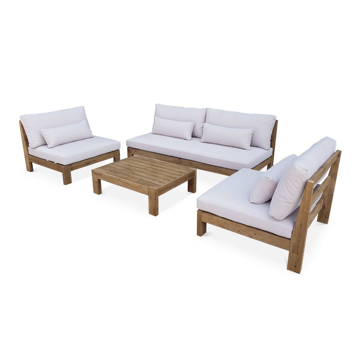 Salon De Jardin Xxl Pas Cher Alice's Garden Salon de jardin XXL en bois brossé, effet blanchi – BAHIA –  ,5 à 7 places pas cher - Auchan.fr