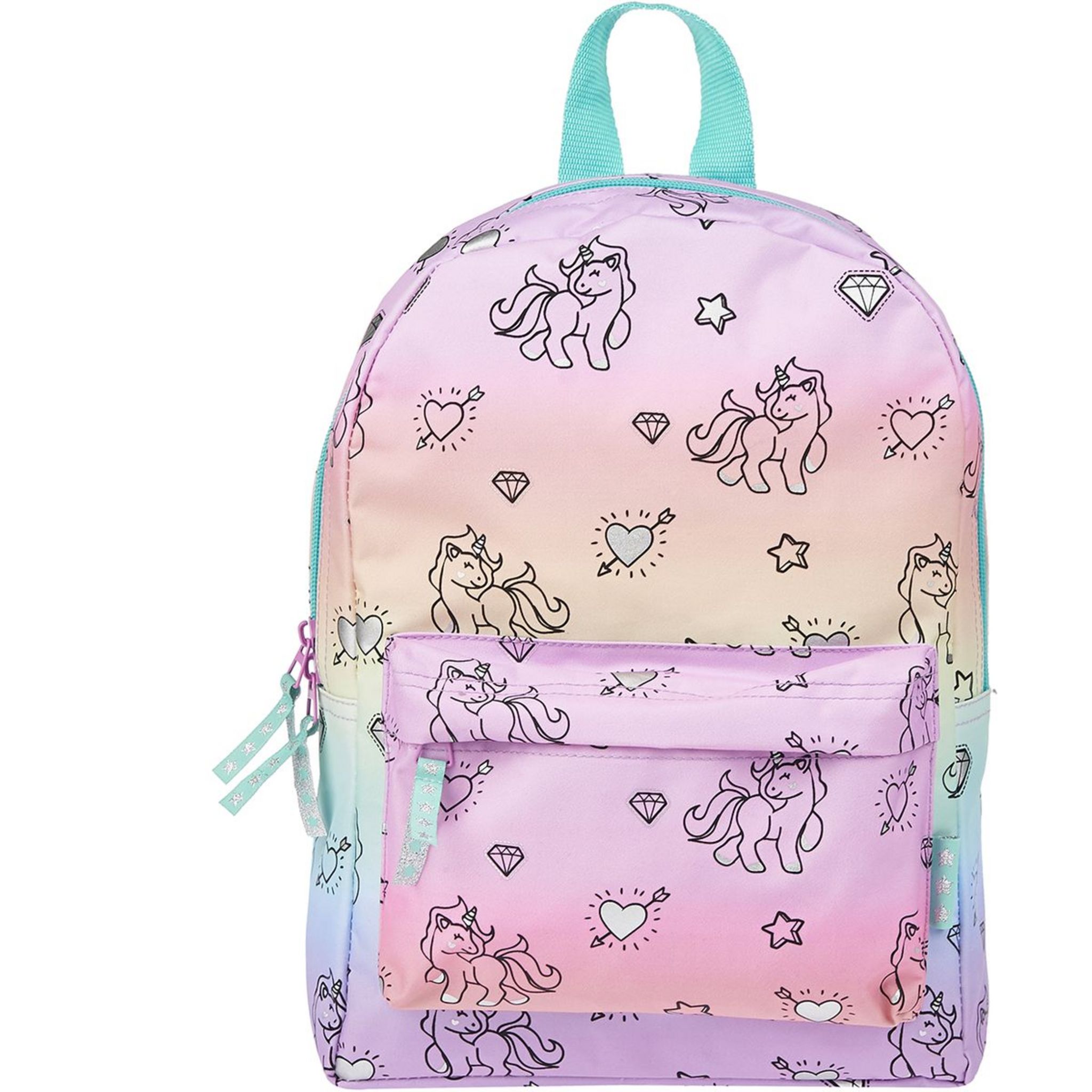 Milky Kiss Sac maternelle bleu et rose avec pochette avant motifs licornes pas cher Auchan