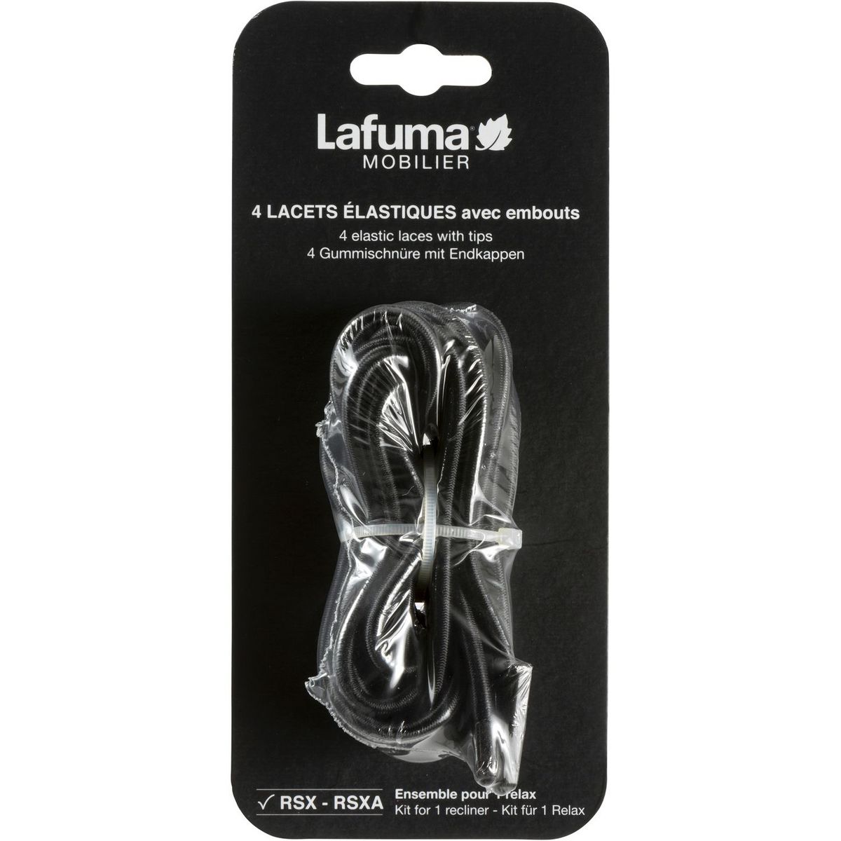 LAFUMA Kit de 4 lacets élastiques noir