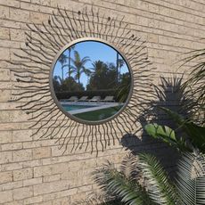 Miroir mural de jardin Rayons de soleil 80 cm Noir