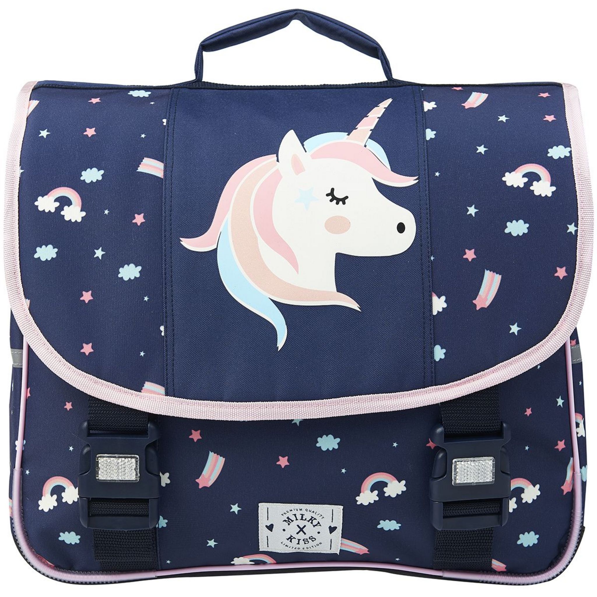 Milky Kiss Cartable 38 cm CP CE1 CE2 bleu imprime LICORNE pas cher Auchan