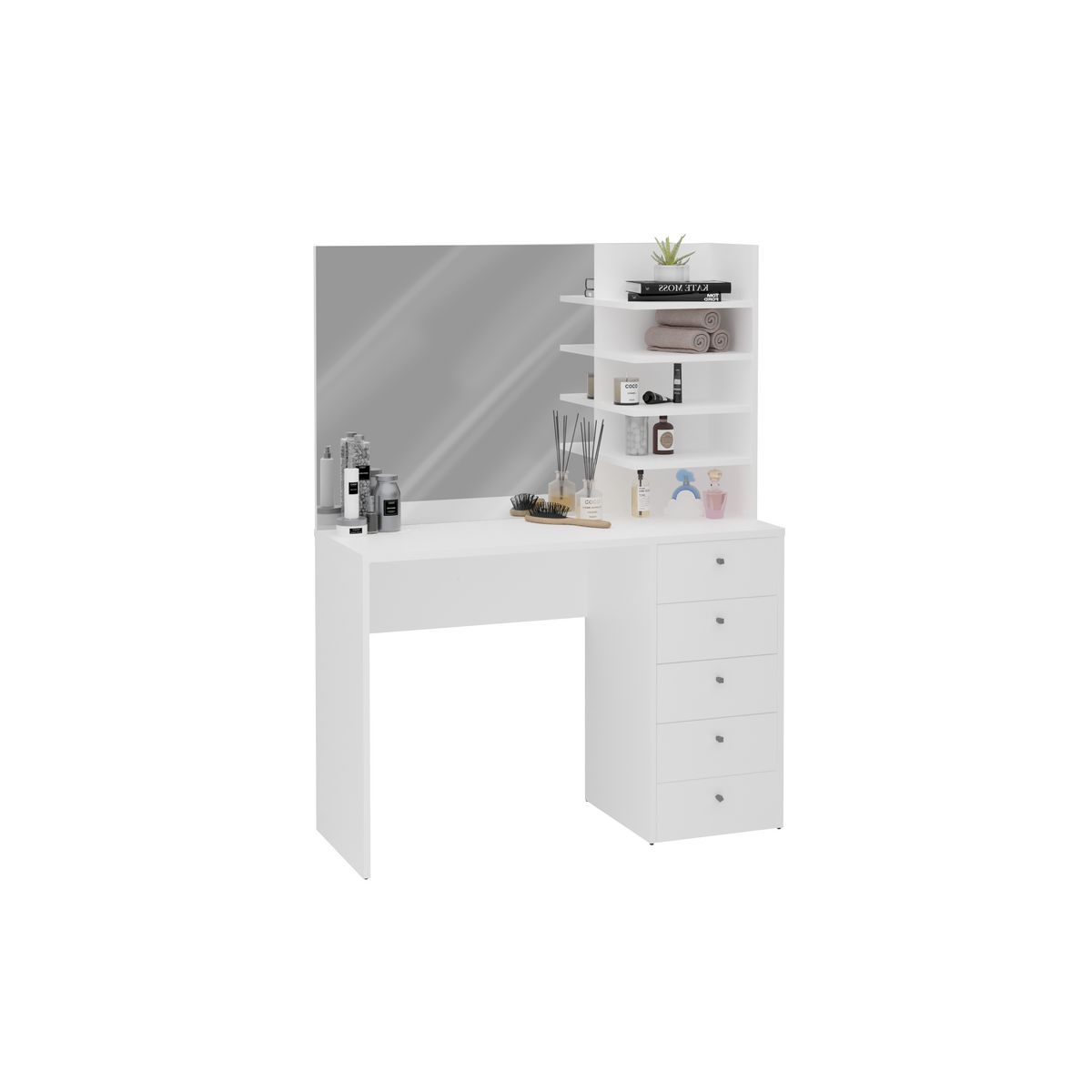 Coiffeuse 5 tiroirs avec miroir et rangements MARINE pas cher