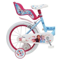 Disney La Reine des Neiges Vélo 16 pouces - Reines des Neiges 2 avec panier et porte-poupée
