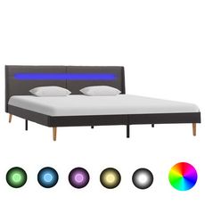 Cadre de lit avec LED Gris Tissu 140 x 200 cm