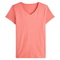 IN EXTENSO T-shirt manches courtes uni rose femme (Rose corail)