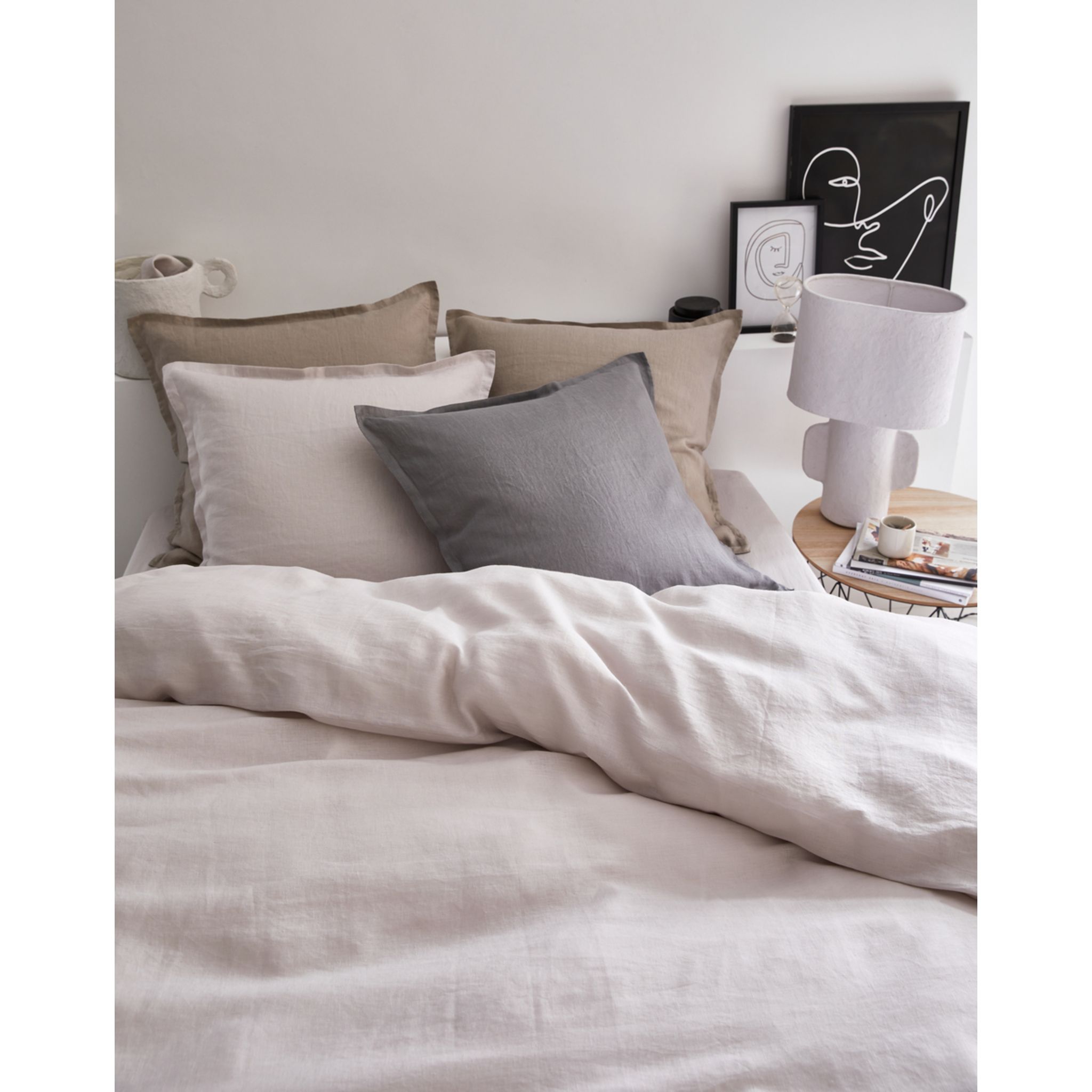 Housse De Couette En Lin 220x240 Pas Cher Parure housse de couette unie en lin lavé CAPUCINE pas cher - Auchan.fr