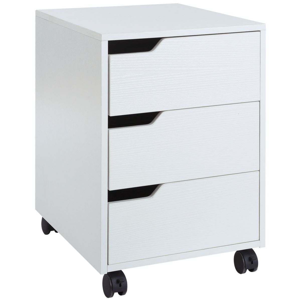 HOMCOM Caisson de bureau rangement sur roulettes 3 tiroirs verrouillables  40 x 50 x 57,5 cm MDF blanc