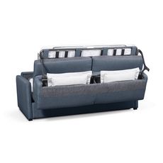 Canapé convertible système couchage express 3 places en tissu Gris clair ALICE (Bleu foncé)