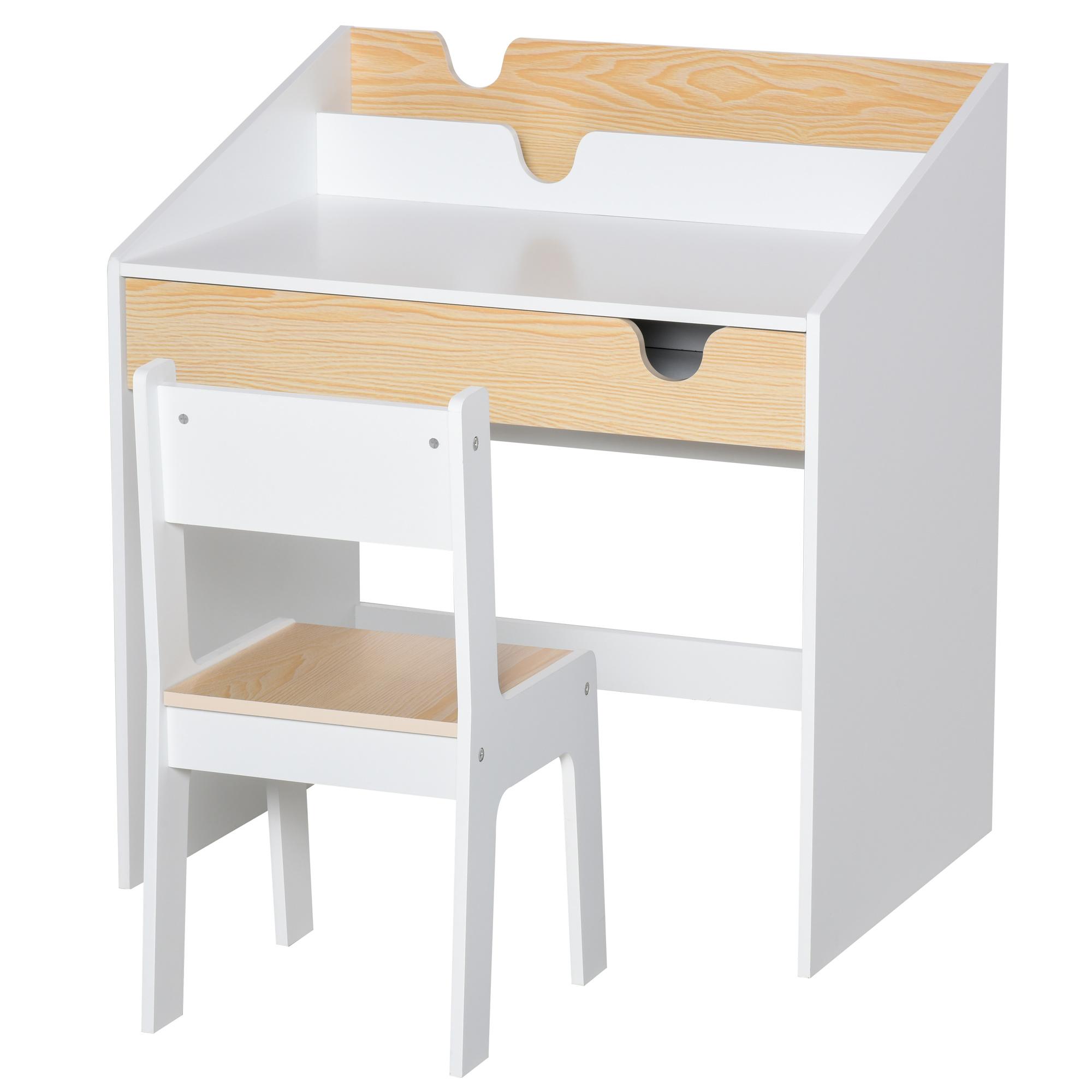 HOMCOM Bureau enfant style scandinave - ensemble bureau et chaise