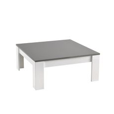 Table basse de salon carrée moderne laqué brillant bicolore L100cm MILANO (Gris/blanc)