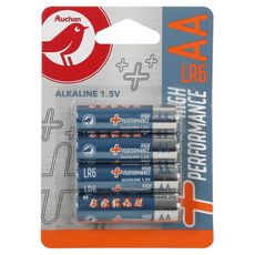 AUCHAN Piles LR6/AA alcalines high performance x4 4 piles
