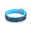 blue pearls bracelet orné de cristaux turquoises et argentés de swarovski et cuir turquoise - cry g151 f