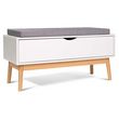 Banc d'entrée avec rangement et coussin KATY. Coloris disponibles : Blanc