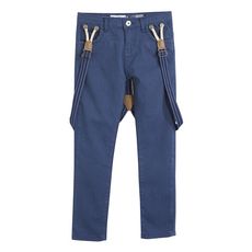 IN EXTENSO Pantalon 5 poches avec bretelles garçon (Bleu)