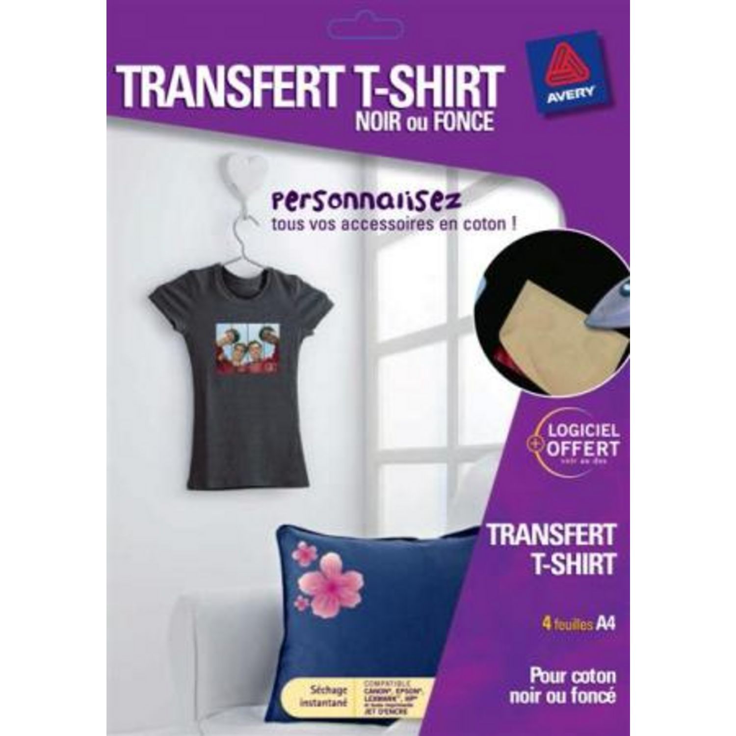 4 transferts pour textiles noirs ou fonc s A4 Jet d encre image