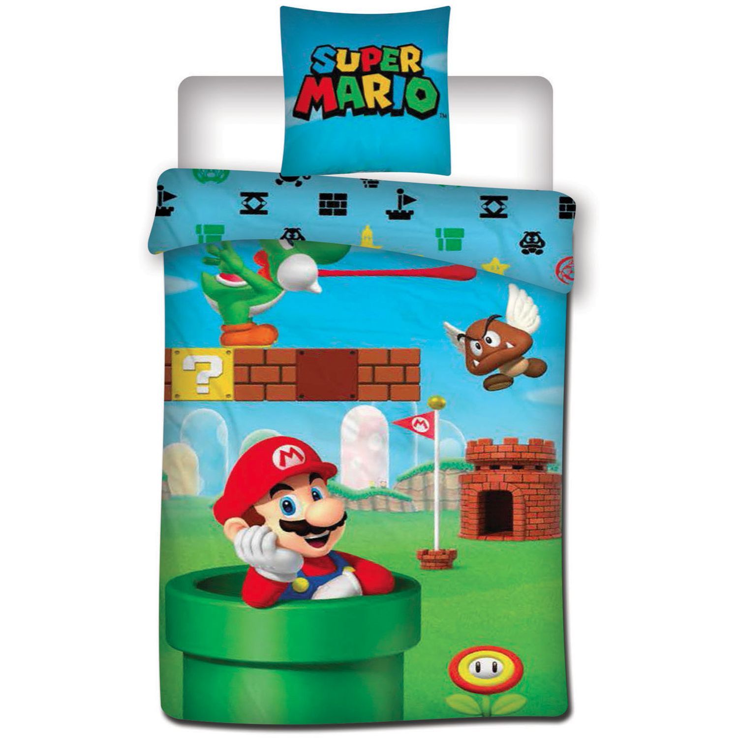 Sm27 3d Super Mario 2/3pcs Literie Set Couette Couette Couette Housse Oreiller  Enfant Cadeau