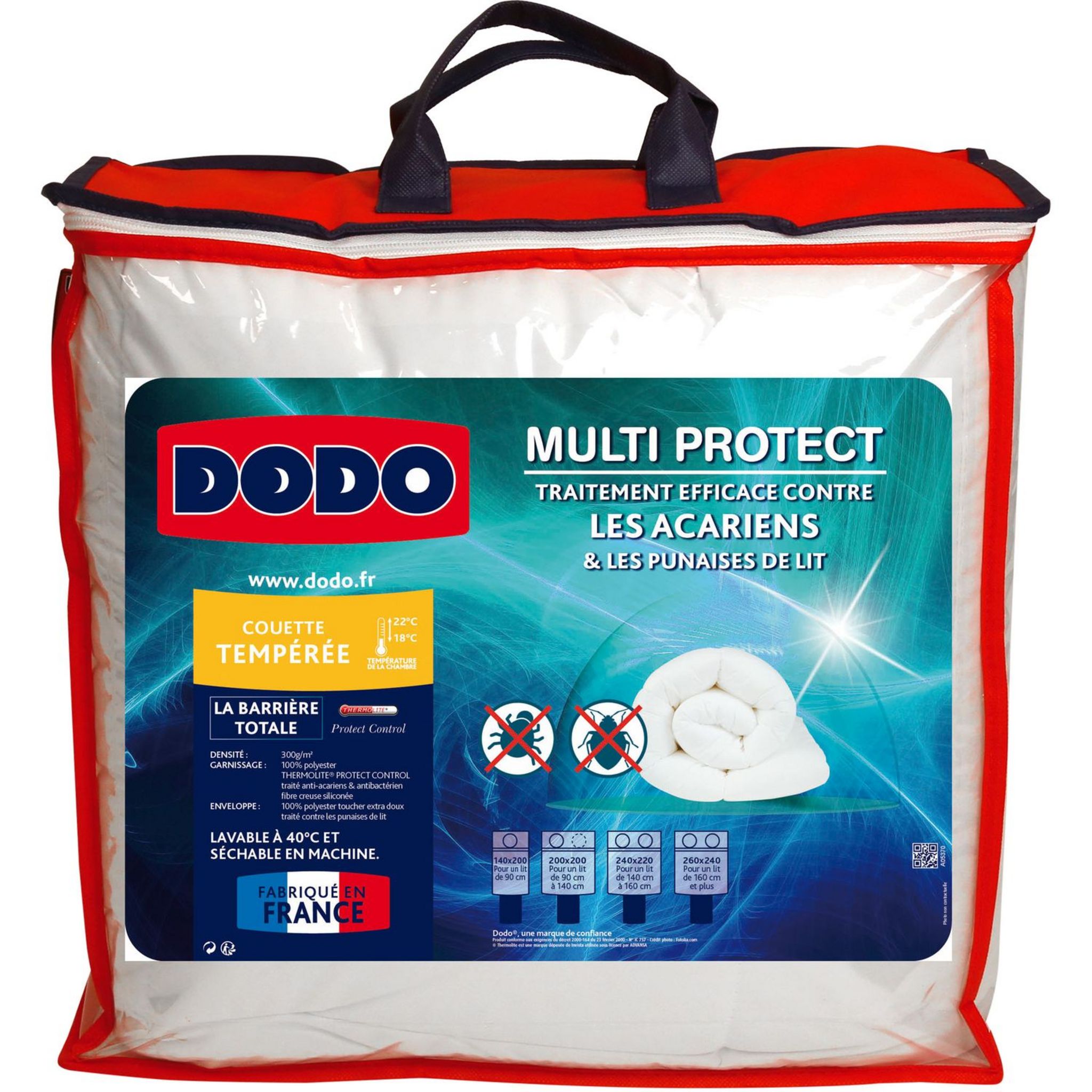 Couette Dodo Couette 140x200 chaude en coton traitement anti-acariens à  base d'actifs naturels proneem