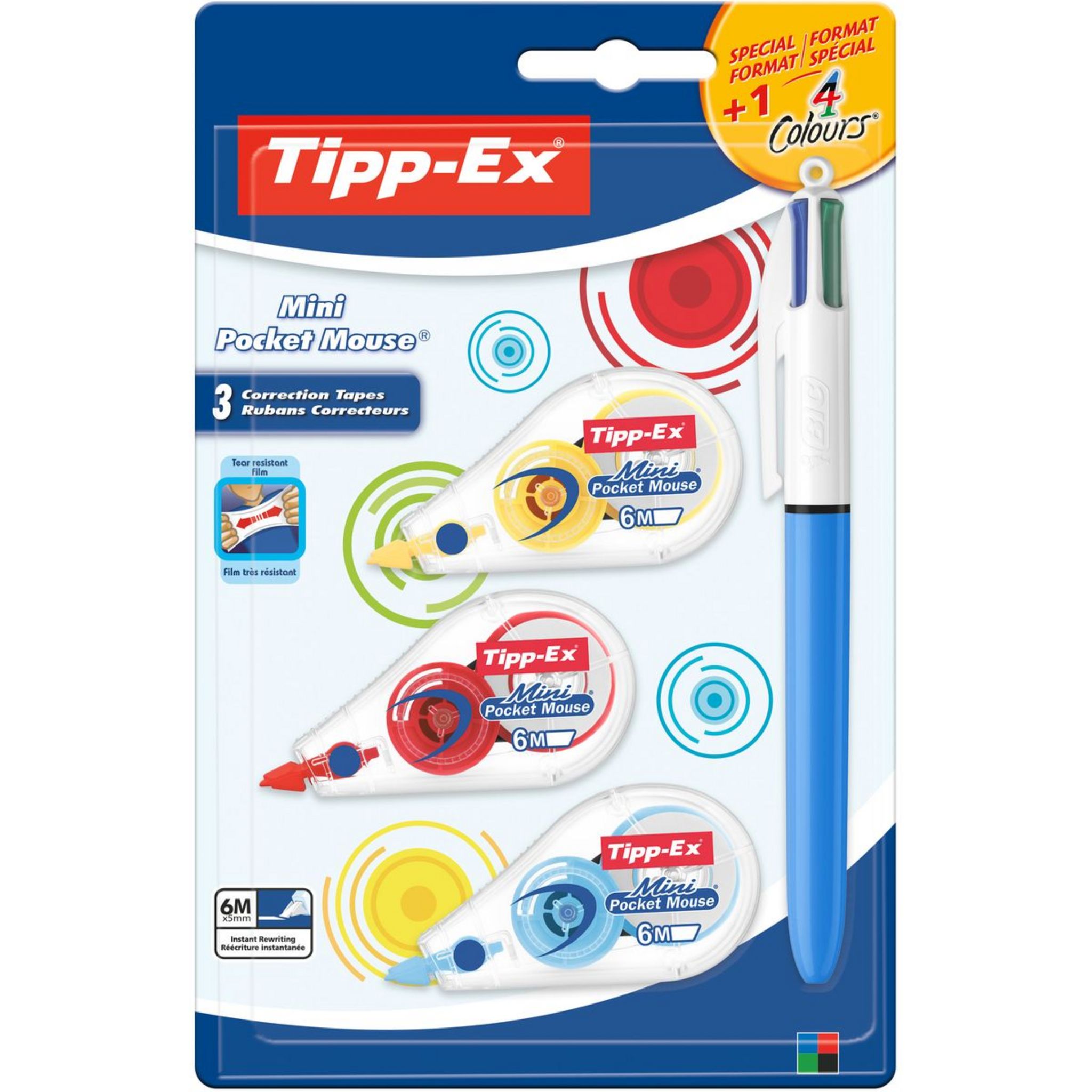 Tipp-ex mini pocket mouse, rubans correcteurs - x3 Blanc Tipp Ex