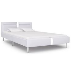 Cadre de lit avec LED Blanc Similicuir 140 x 200 cm