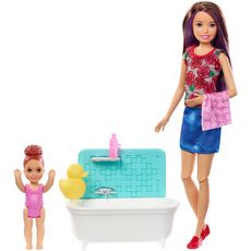 MATTEL Coffret babysitter et enfant - Heure du bain - Barbie