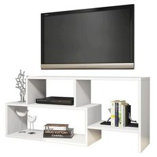 Homemania Meuble TV Clover 121,8x29,5x53,8 cm Blanc