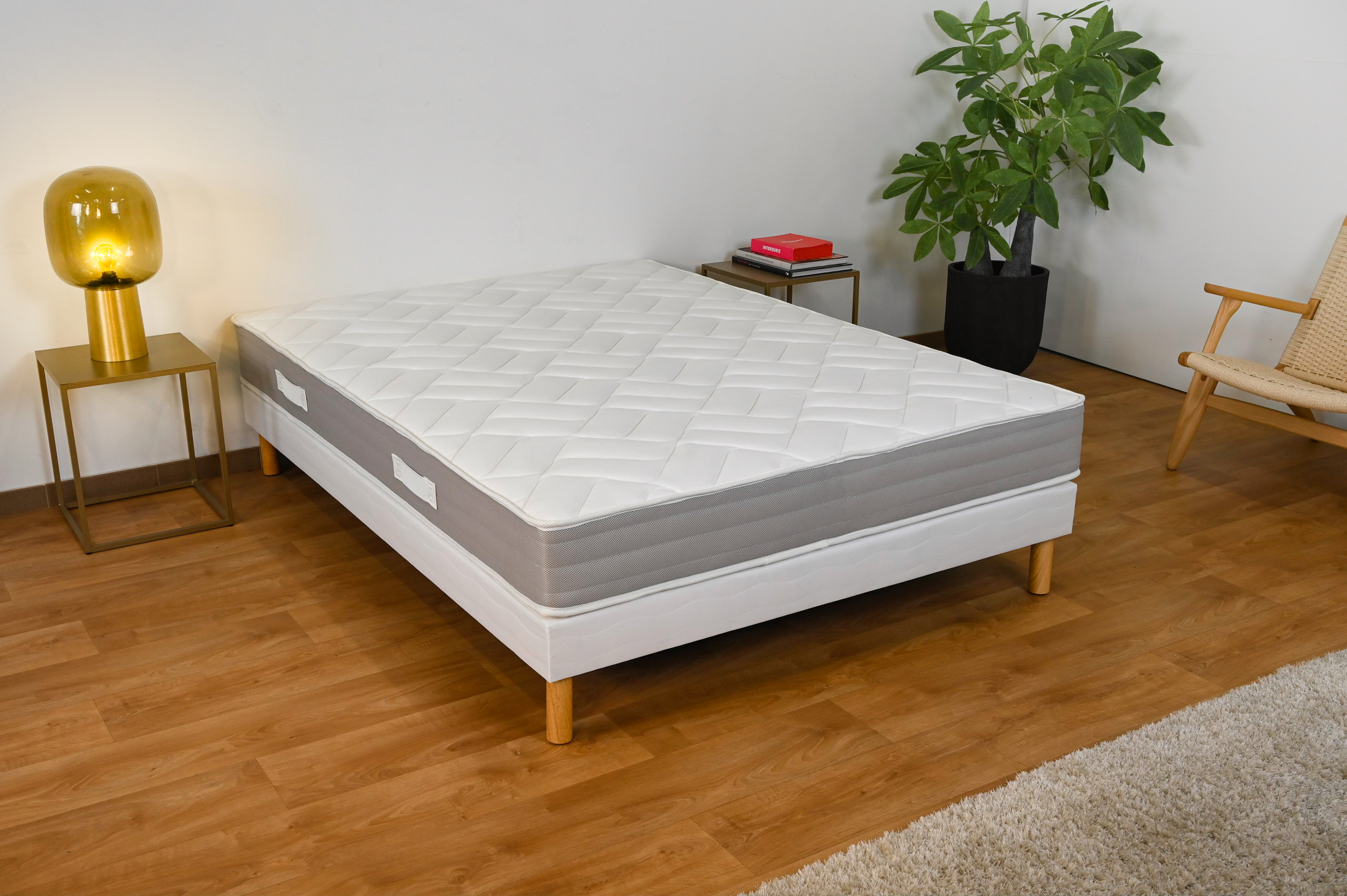 PRESTIGE Collection Ensemble matelas mousse 30cm accueil mémoire de forme  160x200 cm+ sommier 2x80x200 cm HOTEL MEMO pas cher 