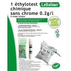 Ethylotest 0,2g/l de sang à la norme NF 1 pièce