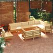 Salon de jardin 10 pcs avec coussins Marron miel Bois de pin