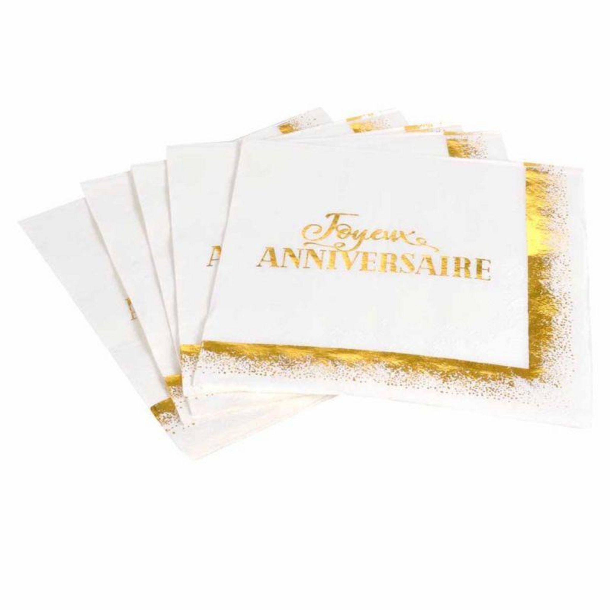 Serviettes en papier blanc doré anniversaire 30 ans