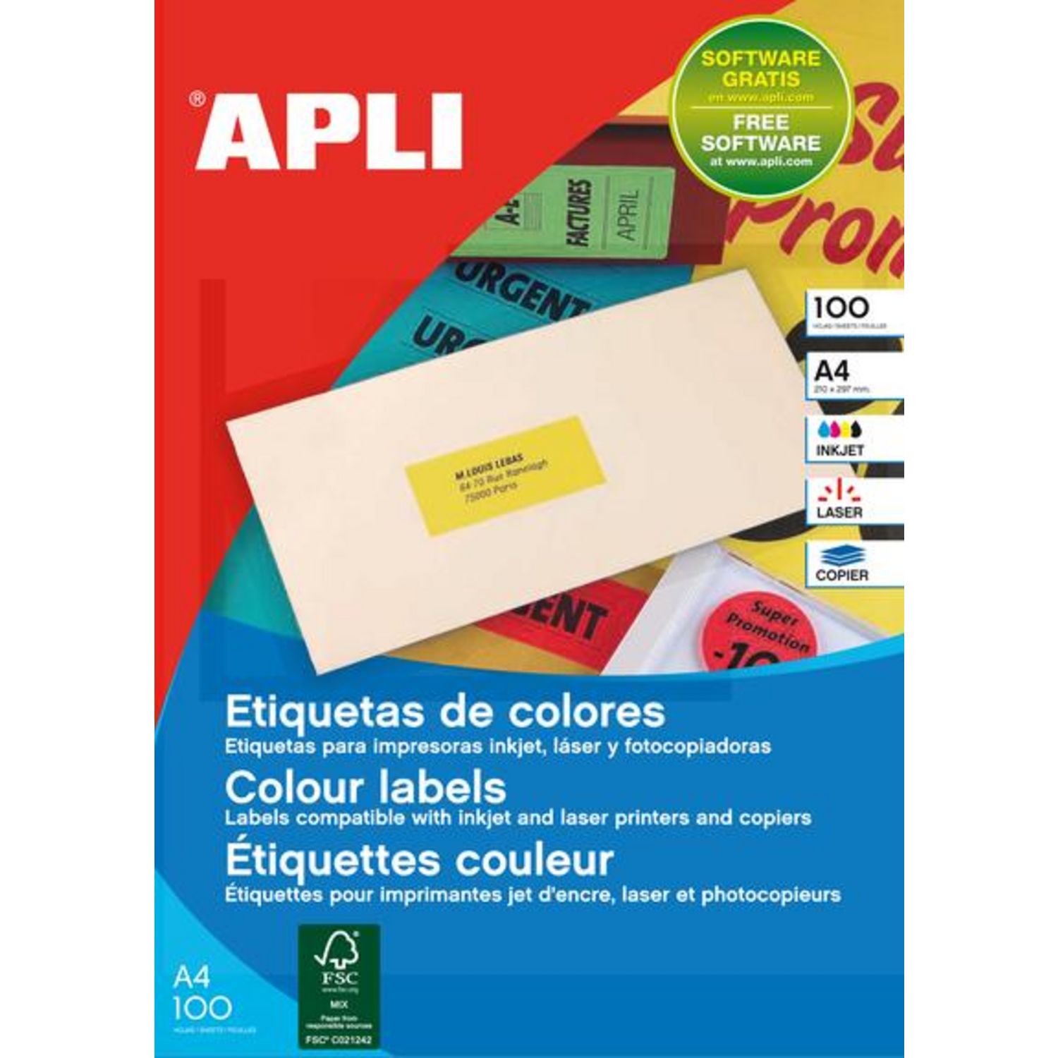 Agipa Etiquettes blanches 16 feuilles A5 19,3x32mm 640 pièces 