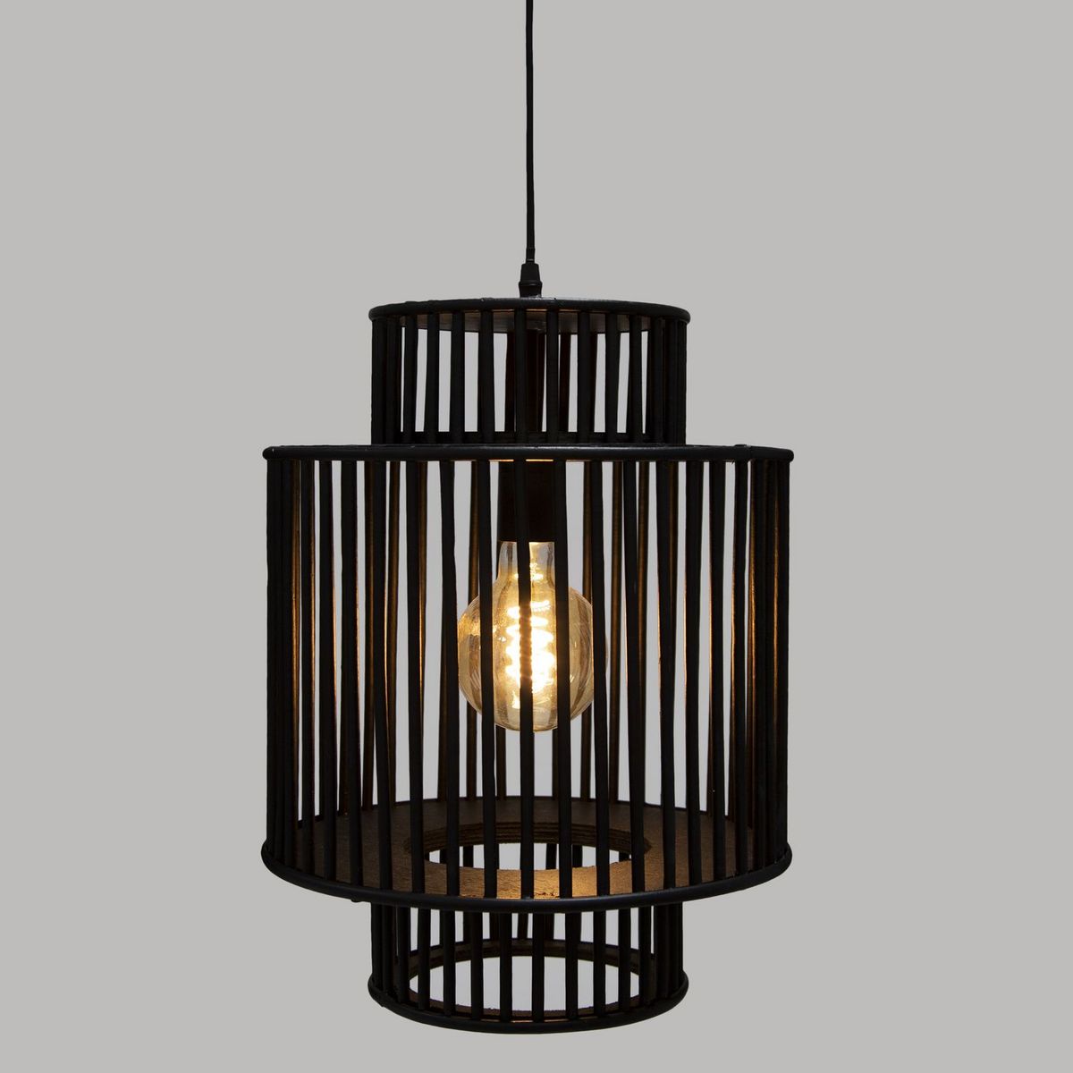 ATMOSPHERA Suspension luminaire en bambou Slow - Diam. 32 cm - Noir