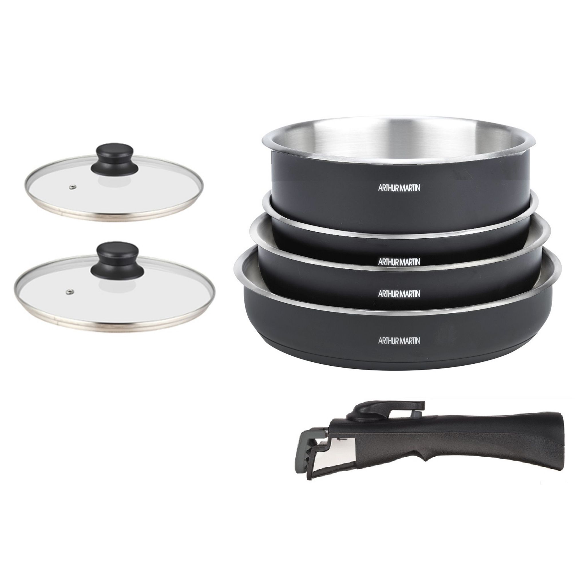 Arthur Martin - Batterie de cuisine inox 5 pcs - AM7457 AVEC MANCHE  AMOVIBLE : : Cuisine et Maison