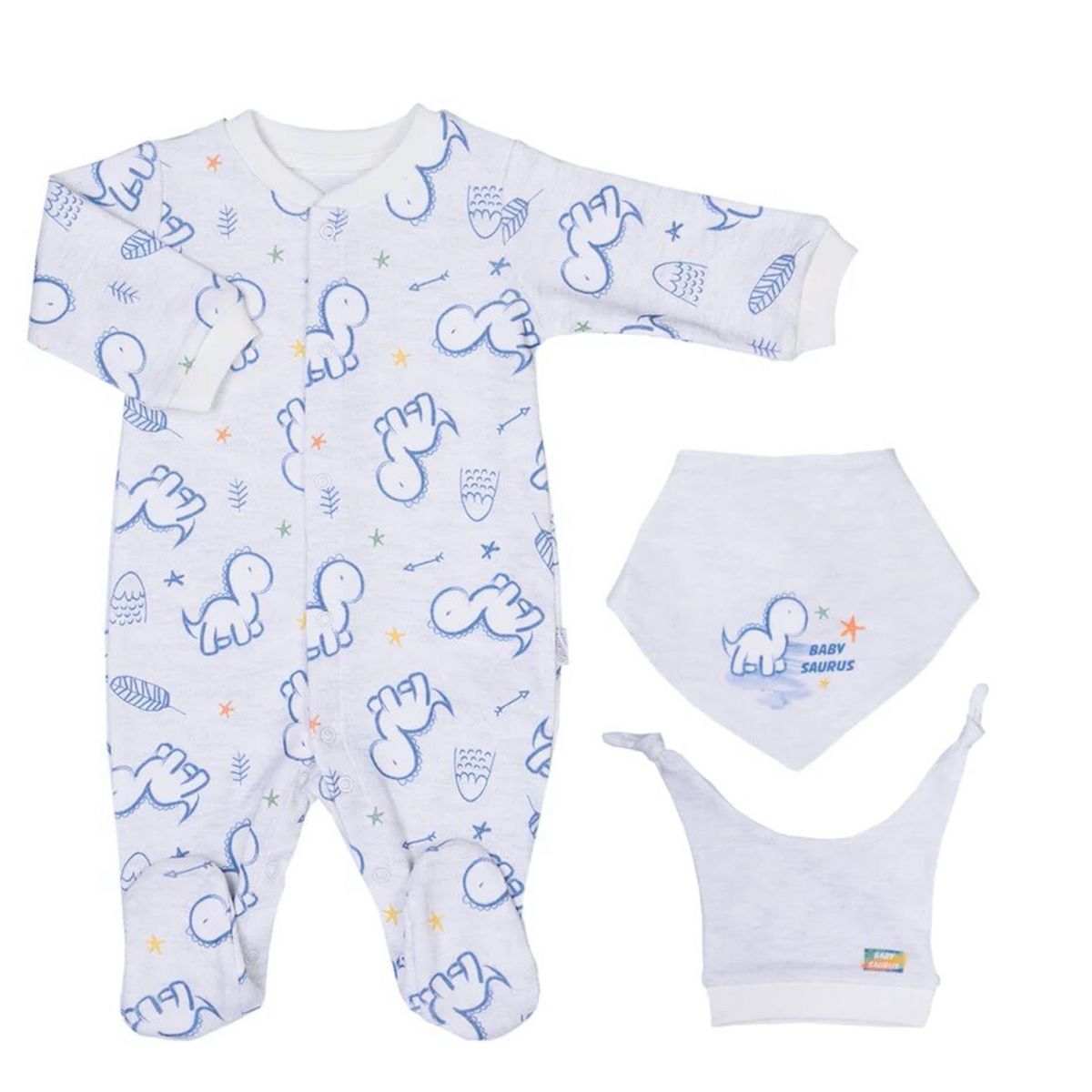 SEVIRA KIDS Pyjama bébé avec bandana et bonnet en coton bio, BABYSAURUS SEVIRA KIDS