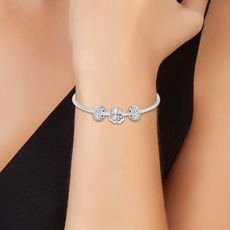 Bracelet charm trèfle et acier par SC Crystal