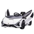 homcom voiture électrique enfant véhicule électrique enfant de sport supercar 12 v - v. max. 8 km/h télécommande incluse ouverture portes mp3 usb effets sonores lumineux blanc
