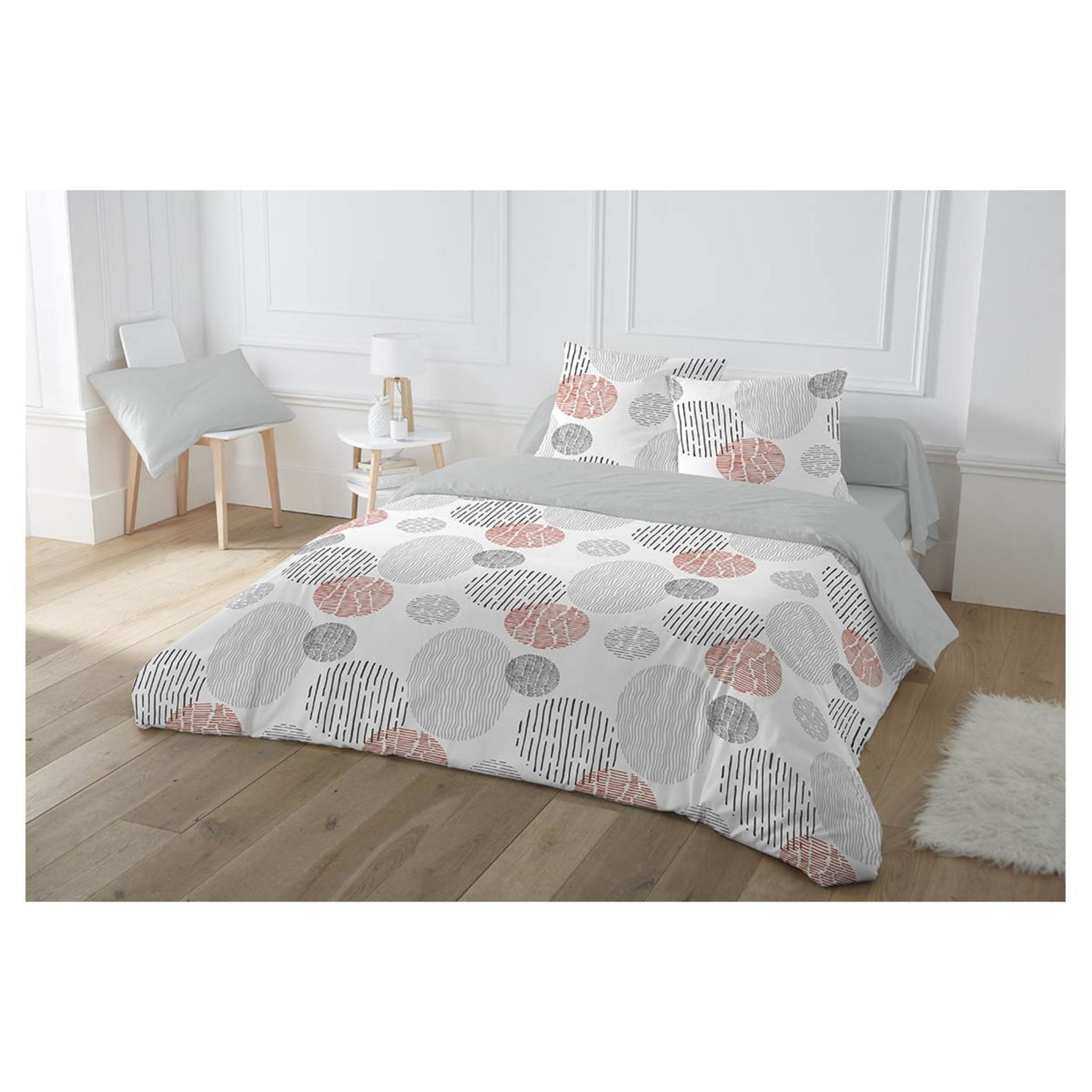 Maison & marques Housse de couette 2 places coton 220 x 240 cm- Rond pas  cher 