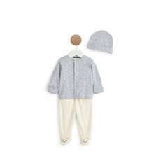 IN EXTENSO Ensemble de naissance gilet + pantalon + body + bonnet bébé  (Blanc)