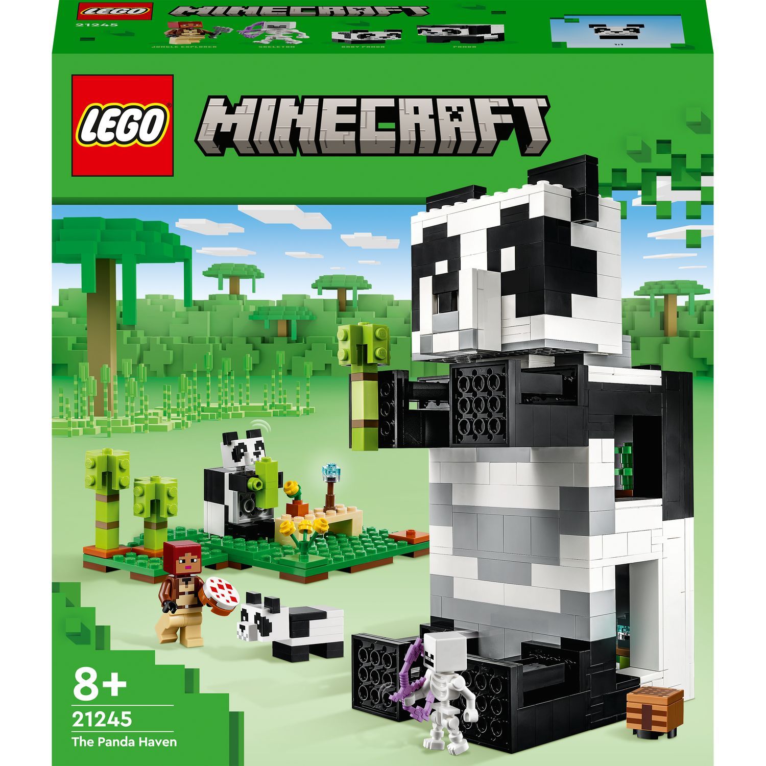 LEGO Minecraft 21245 Le refuge panda, Jouet de Maison Amovible, avec  Figurines Animaux et Squelette pas cher 