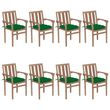 Chaises de jardin empilables avec coussins 8 pcs Teck solide